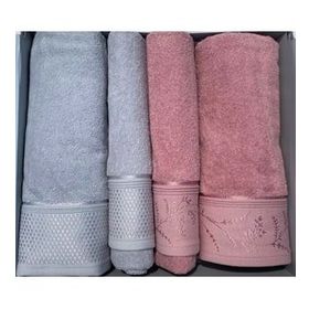 Özdilek Ditsy Gri Pembe Best Hamam Takımı