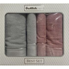 Özdilek Ditsy Pembe-Gri Hamam Havlu Takımı