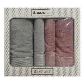 Özdilek Ditsy Pembe-Gri Hamam Havlu Takımı