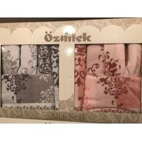 Özdilek Emily Aile Seti Gri-Pudra Bornoz Takımı