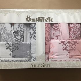 Özdilek Emily Aile Seti Gri-Pudra Bornoz Takımı