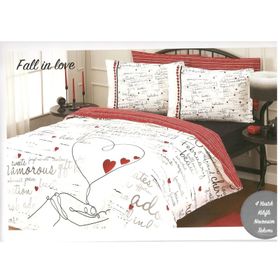 Özdilek Fall In Love Kırmızı Çift Kişilik Nevresim Takımı