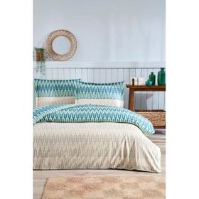 Özdilek Flame Stitch Ranforce Mavi Çift Kişilik Nevresim Takımı