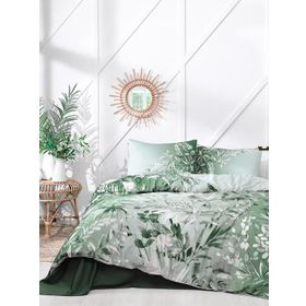 Özdilek Fronda Soft Life Saten Yeşil Çift Kişilik Nevresim Takımı
