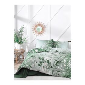 Özdilek Fronda Soft Life Saten Yeşil Çift Kişilik Nevresim Takımı