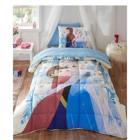 Özdilek Frozen Winter Mavi Lastikli Çarşaflı Lisanslı Tek Kişilik Çocuk Uyku Seti