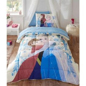 Özdilek Frozen Winter Mavi Lastikli Çarşaflı Lisanslı Tek Kişilik Çocuk Uyku Seti