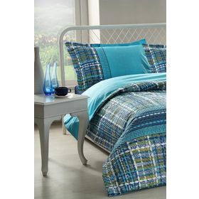 Özdilek Kapitoneli Complete Set Tweed Turkuaz Tek Kişilik Nevresim Takımı