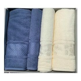 Özdilek Krem İndigo Mavi Blossom Best Set Hamam Takımı