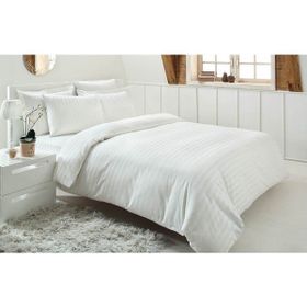 Özdilek Line Çizgili Saten-Beyaz 200x220 cm Çift Kişilik Nevresim Takımı
