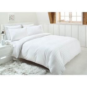 Özdilek Line Çizgili Saten-Beyaz 200x220 cm Çift Kişilik Nevresim Takımı