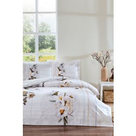 Özdilek Lirio 160x220 cm Gri Tek Kişilik Lastikli Fitted Çarşaf Nevresim Takımı