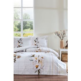 Özdilek Lirio 160x220 cm Gri Tek Kişilik Lastikli Fitted Çarşaf Nevresim Takımı