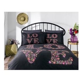 Özdilek Love Bouquet Siyah 200x220 cm Çift Kişilik Nevresim Takımı