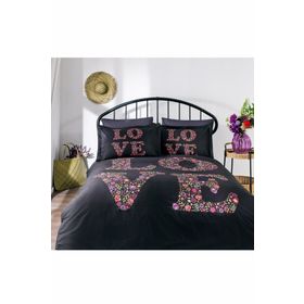 Özdilek Love Bouquet Siyah 200x220 cm Çift Kişilik Nevresim Takımı
