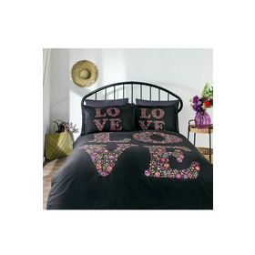 Özdilek Love Bouquet Siyah Tek Kişilik Nevresim Takımı