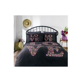 Özdilek Love Bouquet Siyah Tek Kişilik Nevresim Takımı