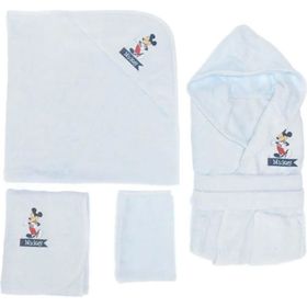 Özdilek Mickey Mouse Nakışlı Bambu Lisanslı Mavi Bebek Bornoz Seti