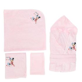 Özdilek Minnie Mouse Nakışlı Bambu Pembe Bebek Bornoz Seti