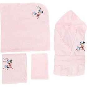 Özdilek Minnie Mouse Nakışlı Bambu Pembe Bebek Bornoz Seti