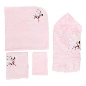 Özdilek Minnie Mouse Nakışlı Bambu Pembe Bebek Bornoz Seti