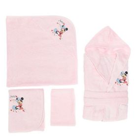 Özdilek Minnie Mouse Nakışlı Bambu Pembe Bebek Bornoz Seti