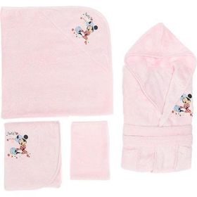 Özdilek Minnie Mouse Nakışlı Bambu Pembe Bebek Bornoz Seti