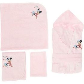 Özdilek Minnie Mouse Nakışlı Bambu Pembe Bebek Bornoz Seti