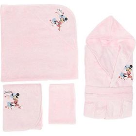 Özdilek Minnie Mouse Nakışlı Bambu Pembe Bebek Bornoz Seti