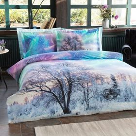Özdilek Northern Lights Ranforce 200 x 220 cm Mint Yeşili Çift Kişilik Yılbaşı Özel Nevresim Takımı