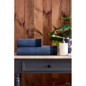 Özdilek Oregon Maskülen Nakışlı Denim 2'li Lacivert Havlu Set