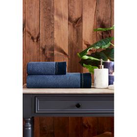 Özdilek Oregon Maskülen Nakışlı Denim 2'li Lacivert Havlu Set