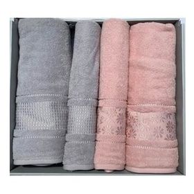 Özdilek Pembe Gri Blossom Best Set Hamam Takımı
