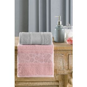 Özdilek Pembe Gri Blossom Best Set Hamam Takımı
