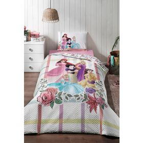 Özdilek Princess Flowers Tek Kişilik Disney Lisanslı Lastikli Fitted Çarşaf Kapitone Çocuk Nevresim Takımı