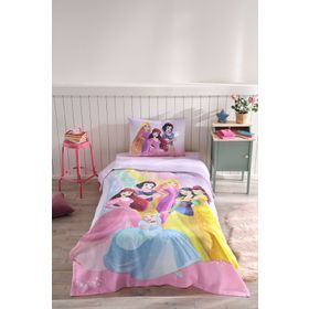 Özdilek Princess Rainbow Tek Kişilik Disney Lisanslı Lastikli Fitted Çarşaf Çocuk Pike Takımı