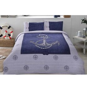 Özdilek Ranforce Çift Kişilik Anchor Denim Gri Pike Takımı