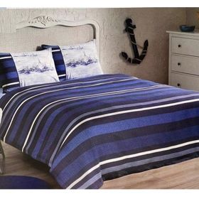 Özdilek Ranforce Ink Lines Mavi Tek Kişilik Pike Takımı