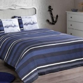 Özdilek Ranforce Ink Lines Mavi Tek Kişilik Pike Takımı