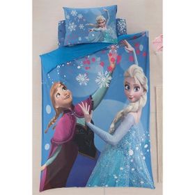 Özdilek Ranforce Lisanslı Tek Kişilik Elsa Frozen Snow Mavi Nevresim Takımı
