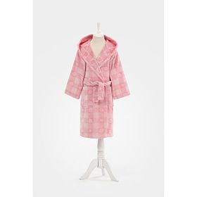 Özdilek Shell Plaid 5/6 Yaş Pembe Kapüşonlu Kadife Çocuk Bornozu