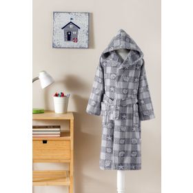 Özdilek Shell Plaid Kapüşonlu Kadife 11/12 Yaş Çocuk Bornozu