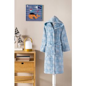 Özdilek Shell Plaid Kapüşonlu Kadife 11/12 Yaş Çocuk Bornozu