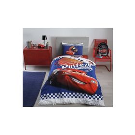 Özdilek Şimşek Mcqueen Cars Cyber Mavi Ranforce Lisanslı Fitted Çarşaflı Tek Kişilik Çocuk Nevresim Takımı