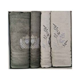 Özdilek Soft Leaf Yeşil Koyu Yeşil 4 Parça Best Hamam Seti Banyo Havlu Takımı