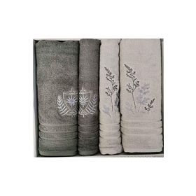 Özdilek Soft Leaf Yeşil Koyu Yeşil 4 Parça Best Hamam Seti Banyo Havlu Takımı