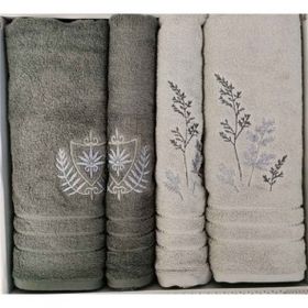 Özdilek Soft Leaf Yeşil Koyu Yeşil 4 Parça Best Hamam Seti Banyo Havlu Takımı