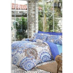 Özdilek Soft Life Saten Majolica Mavi Çift Kişilik Nevresim Takımı