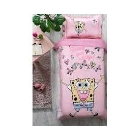 Özdilek Sponge Bob Butterfly Ranforce Pembe Tek Kişilik Nevresim Takımı