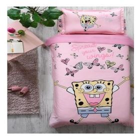 Özdilek Sponge Bob Butterfly Ranforce Pembe Tek Kişilik Nevresim Takımı